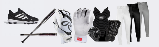 A collection of baseball equiptment for sale