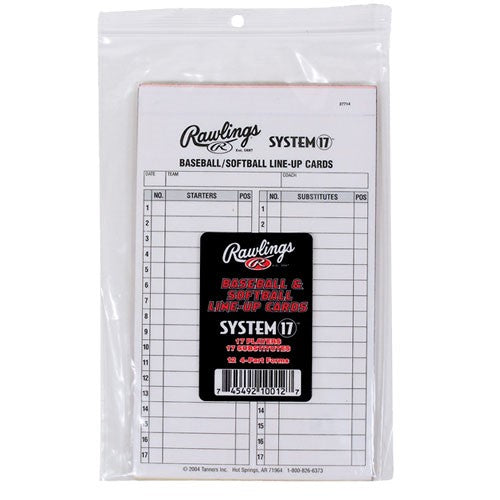 Rawlings (17LU) System-17 Line-Up Cards 12-pk - View 1
