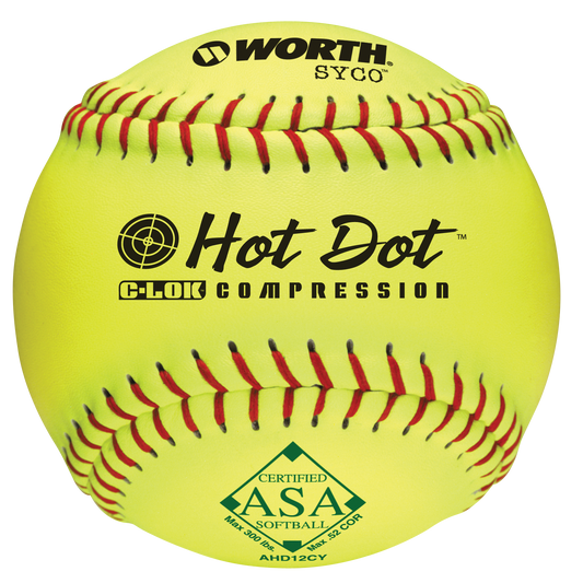 Worth Hot Dot (AHD12CY) ASA Approved Leather 12" Softball